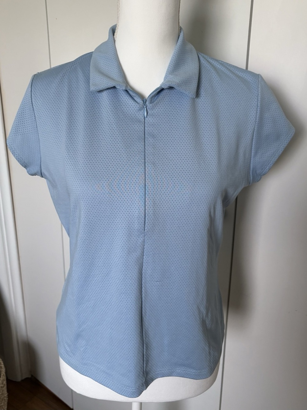 Terry Cycling Women's Blue Short Sleeve Zip Polo Size Large
